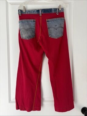 Custom Y2K Crown Levi’s Red sweatpants Jean pockets sz M